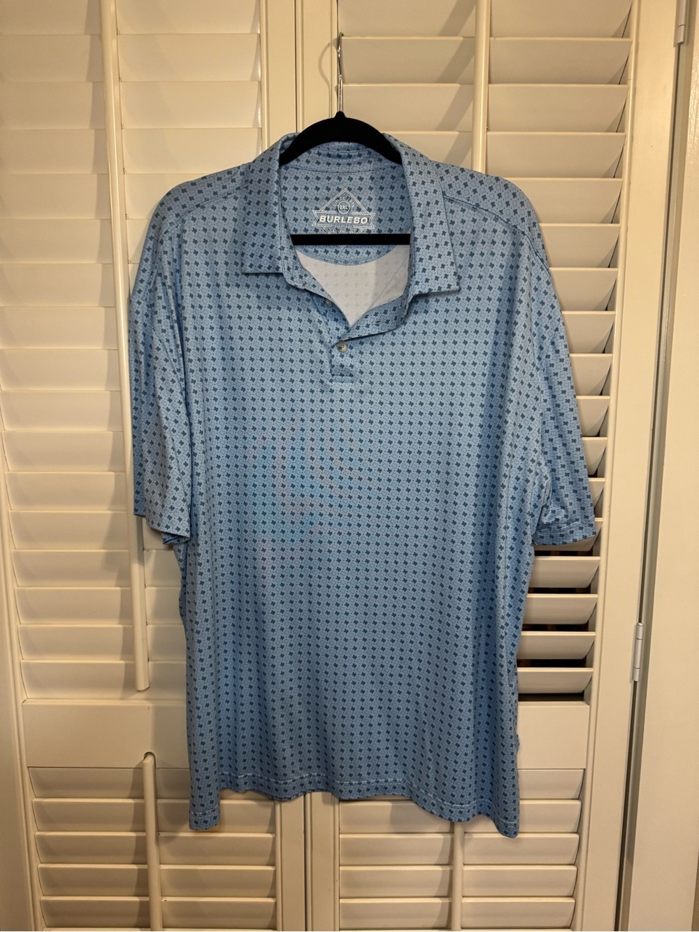 BURLEBO Sky Blue Short-Sleeve Polo with Geometric Print